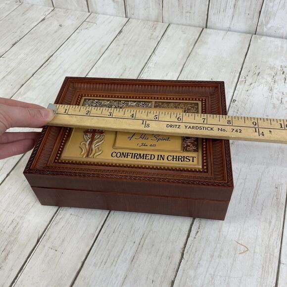 Confirmation Gift - Music Keepsake Trinket Jewelry Box Brown Faux Wood - Picture 6 of 8